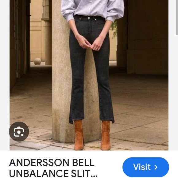 Andersson Bell unbalance slit crop jeans size S dark denim excellent cond - Picture 8 of 8